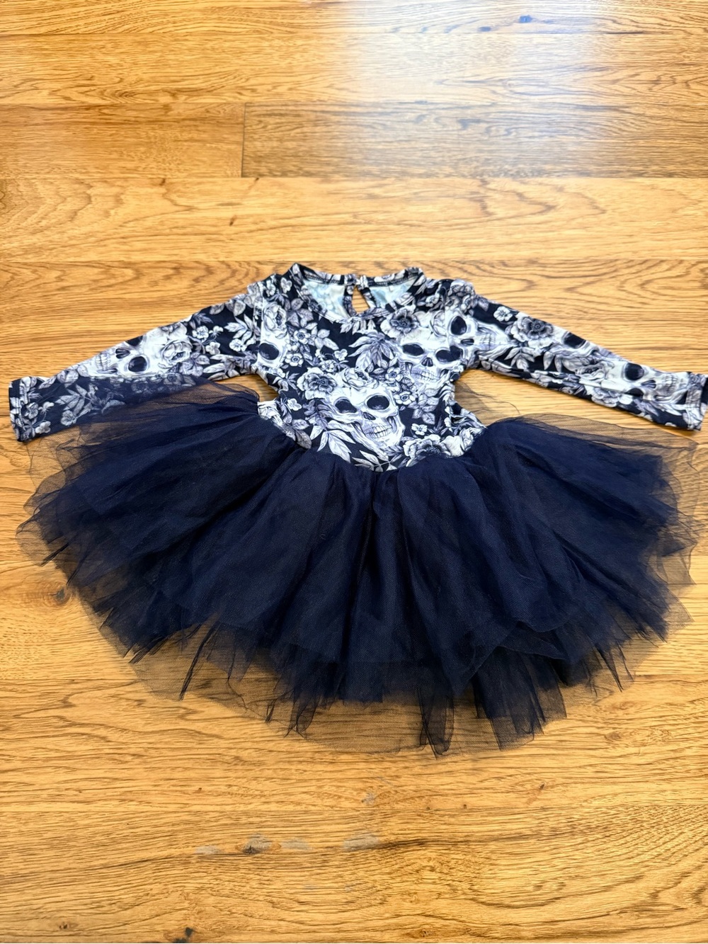 Bums and Roses Skull Print Navy Blue Tulle Onsie